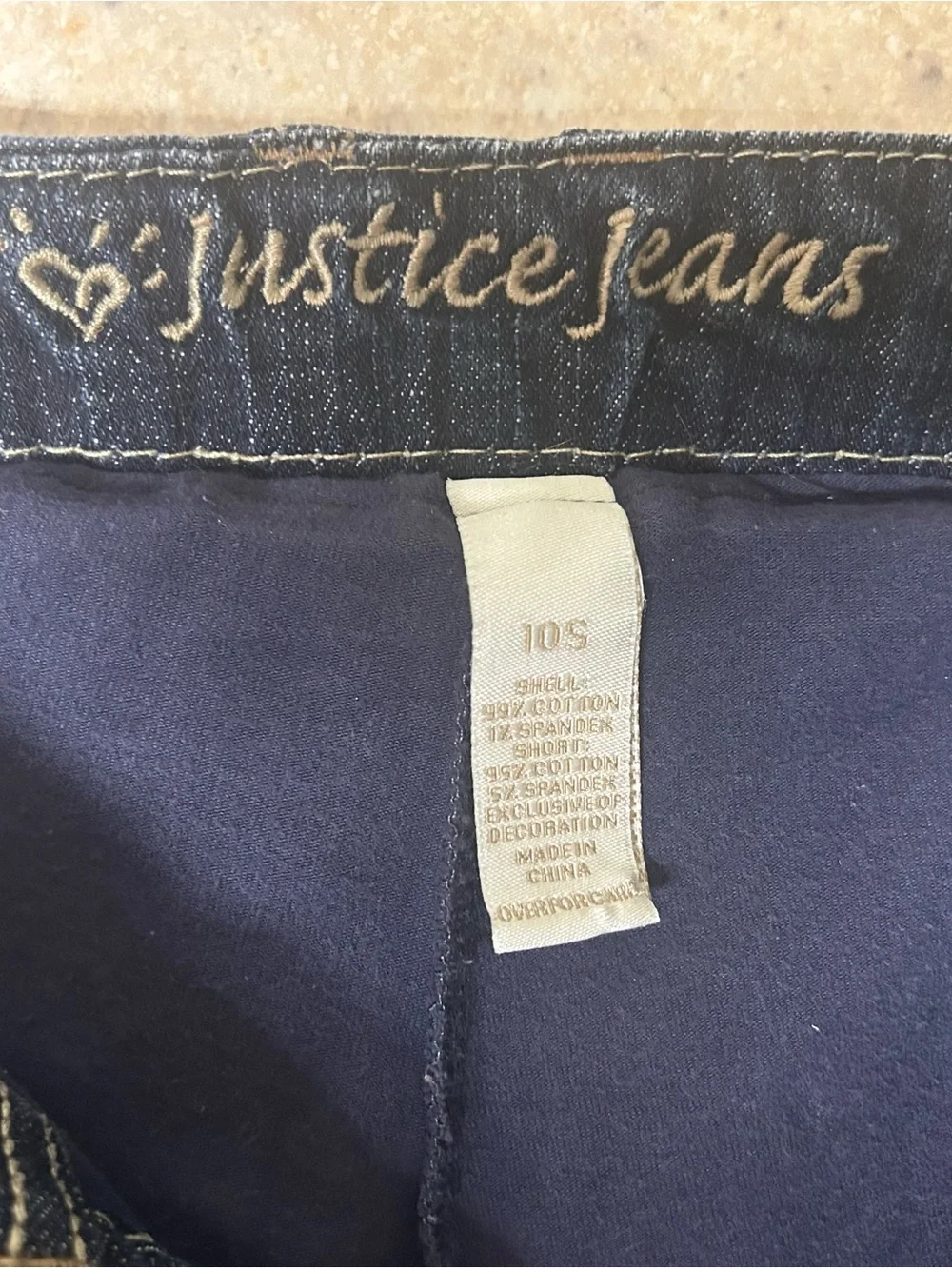 Justice Brand Girls Dark Blue Denim Jean Skort with Contrast Stitching